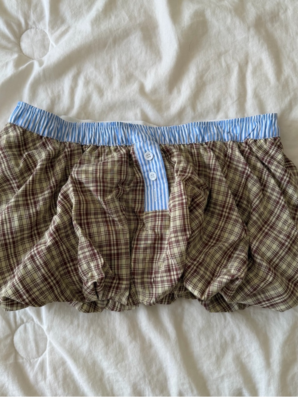 Jaded London Brown Checked Lulu Puffball Boxer Micro Skirt